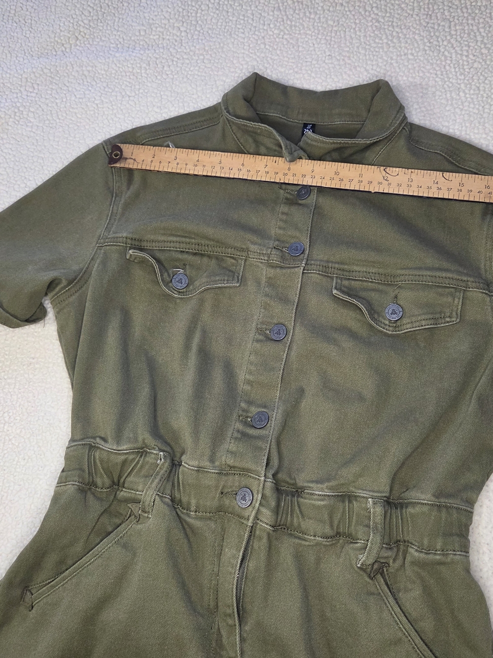 Two Fly Olive Green Short-Sleeve Utility Romper Shorts Size Medium - Picture 5 of 9